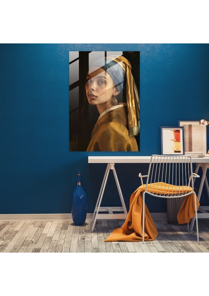 Johannes Vermeer Glass Wall Art - Young Woman With Pearl Earring - Johannes Vermeer, Glass Art, Glass Wall Art, Modern Art, 30X45 modelleri