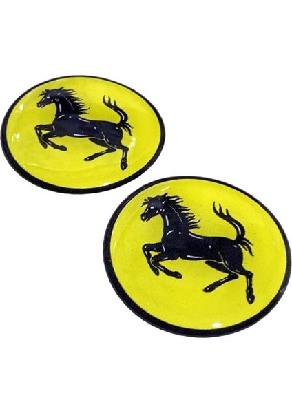 Ferrari Logo Damla Etiket Sticker Sarı 5CM X 5CM