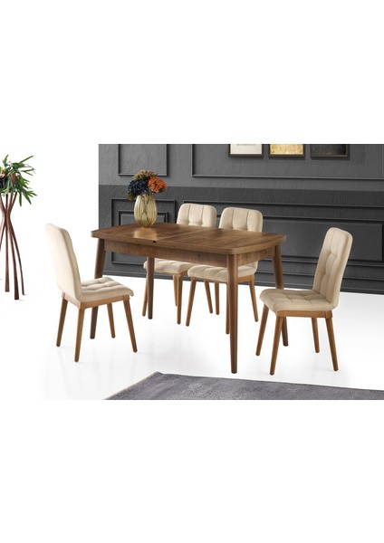 Kelebek Açılır Mdf Mutfak Masa Sandalye Takımı 75X130CM