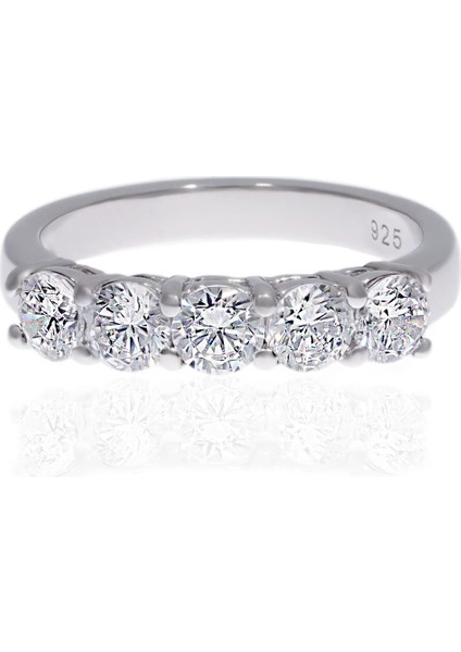 Kadın 5 Taş Gümüş Yüzük