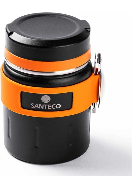 Siyah Çift Katmanlı Paslanmaz Çelik Kaşıklı Yemek Termosu 500ML