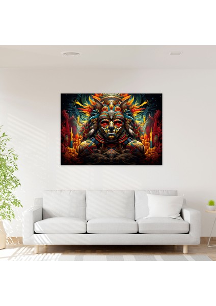 Antik Silahlar Kanvas Tablo - Maquahuitl'li Aztek Jaguar Savaşçısı - Antik Silahlar, Kanvas Tablo, Aztek Gravür, Jaguar Savaşçısı, 50X30