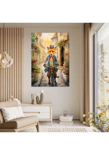 Insan Gibi Giyinmiş Hayvanlar Duvar Sanatı - Insan Gibi Giyinmiş Hayvanlar, Şirin Köy, Duvar Sanatı, Retro Kıyafetli Tilki, 30X50