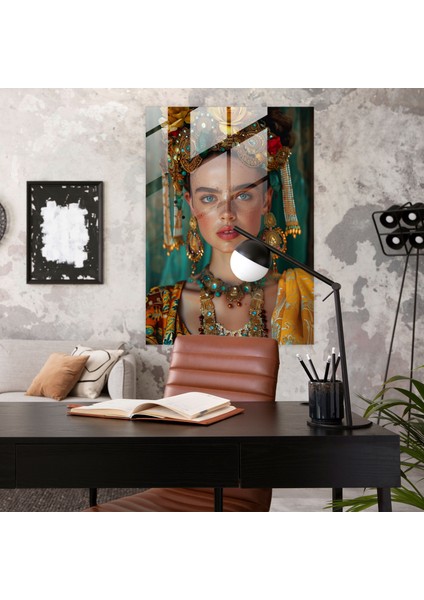 Frida Kahlo Style Glass Art - Frida Kahlo Eserleri, Frida Kahlo Style, Intricate Jewelry, Self Portrait, 30X45 modelleri