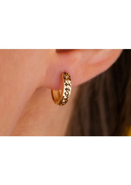 14 Ayar Altın Kalemli Işıltılı Minimalist Günlük Mini Halka Küpe fiyatları