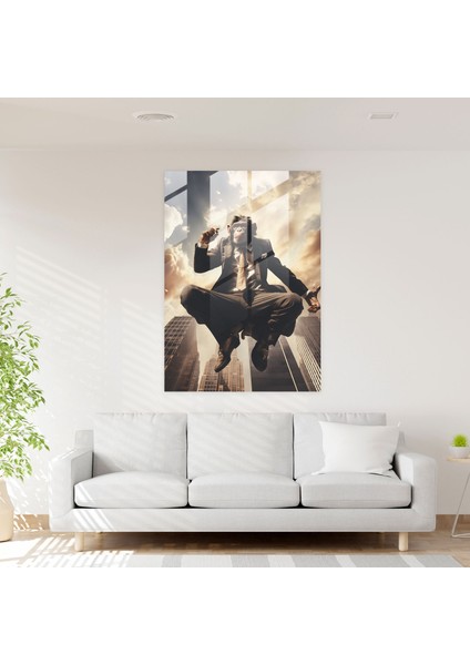 Insan Gibi Giyinmiş Hayvanlar Duvar Dekorasyonu - Insan Gibi Giyinmiş Hayvanlar, Cam Baskı, Kolaj Çalışması, Gökdelenler, 30X45 modelleri