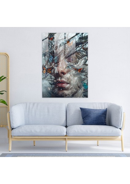 Frida Kahlo Style Glass Print - Frida Kahlo Eserleri, Modern Art, Home Decoration, Glass Art, 30X45 fiyatları