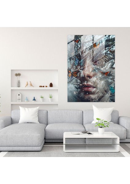 Frida Kahlo Style Glass Print - Frida Kahlo Eserleri, Modern Art, Home Decoration, Glass Art, 30X45 modelleri