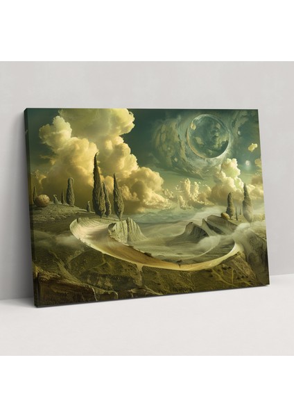 Dreamlike Landscape Leonardo Da Vinci Style Canvas Print - Leonardo Da Vinci, Leonardo Da Vinci Style, Canvas Wall Art, Canvas Print, 50X30