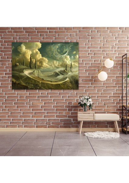 Dreamlike Landscape Leonardo Da Vinci Style Canvas Print - Leonardo Da Vinci, Leonardo Da Vinci Style, Canvas Wall Art, Canvas Print, 50X30 fiyatları