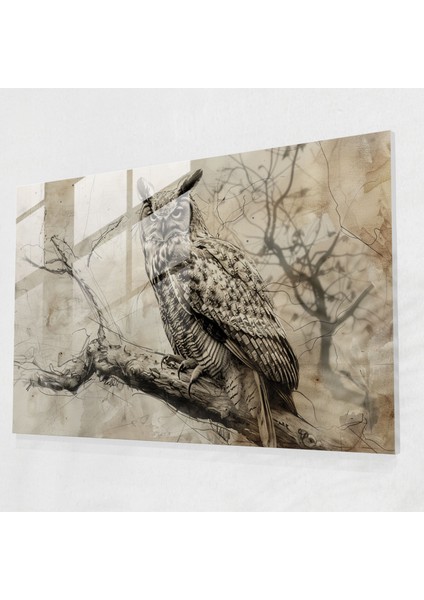 Leonardo Da Vinci Owl Glass Print - Leonardo Da Vinci, Glass Print, Leonardo Da Vinci, Home Decoration, 45X30