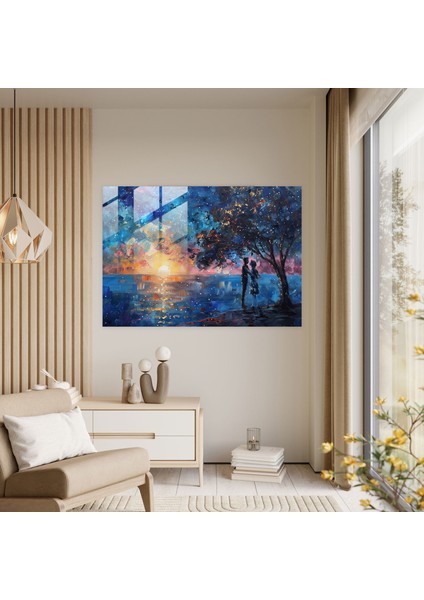 Starry Night Glass Print - Leonid Afremov, Wall Decoration, Leonid Afremov, Modern Art, 45X30 modelleri
