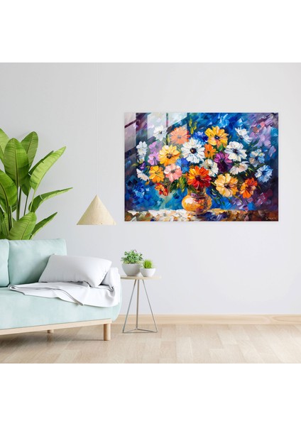 Leonid Afremov Wall Decoration - Vibrant Floral Still Life - Leonid Afremov, Still Life, Glass Art, Home Decoration, 45X30 fiyatları