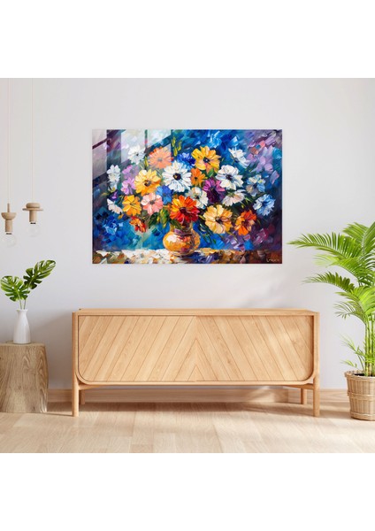 Leonid Afremov Wall Decoration - Vibrant Floral Still Life - Leonid Afremov, Still Life, Glass Art, Home Decoration, 45X30 modelleri