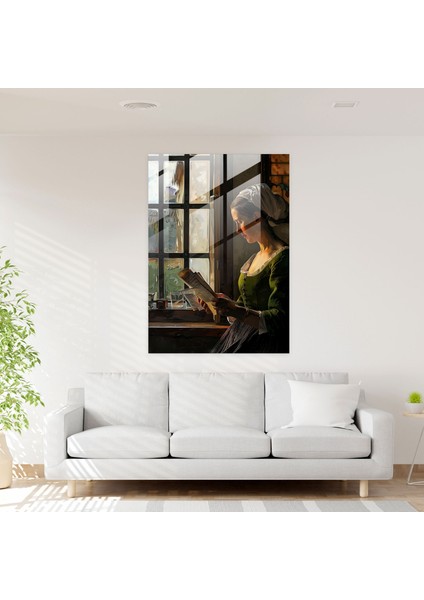 Johannes Vermeer Glass Print - Woman Reading A Letter By A Window - Johannes Vermeer, Glass Print, Glass Wall Art, Wall Decoration, 60X90 modelleri