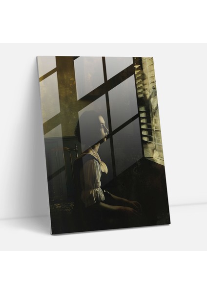 Johannes Vermeer Modern Art - Woman With Pearl Necklace - Johannes Vermeer, Glass Wall Art, Wall Decoration, Modern Art, 30X45