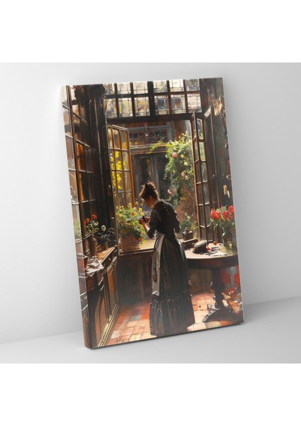 Johannes Vermeer Woman Sewing Canvas Print - Johannes Vermeer, Home Decoration, Wall Art, Wall Decoration, 30X50