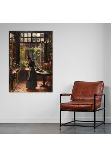 Johannes Vermeer Woman Sewing Canvas Print - Johannes Vermeer, Home Decoration, Wall Art, Wall Decoration, 30X50 fiyatları