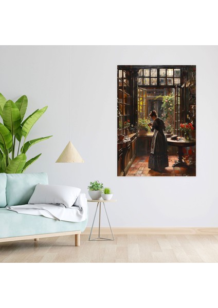 Johannes Vermeer Woman Sewing Canvas Print - Johannes Vermeer, Home Decoration, Wall Art, Wall Decoration, 30X50 modelleri