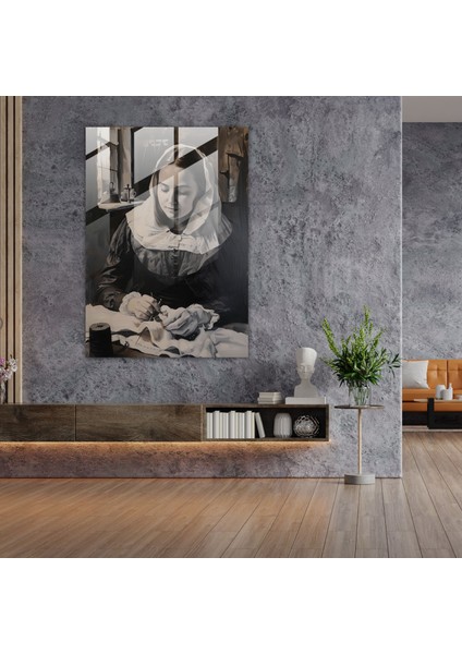 Johannes Vermeer Wall Decoration - Woman Sewing - Johannes Vermeer, Wall Decoration, Glass Print, Modern Art, 60X90 modelleri