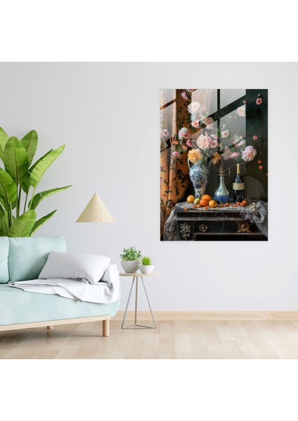 Still Life Harmony Glass Wall Art - Johannes Vermeer, Glass Art, Wall Decoration, Glass Wall Art, 30X45 fiyatları