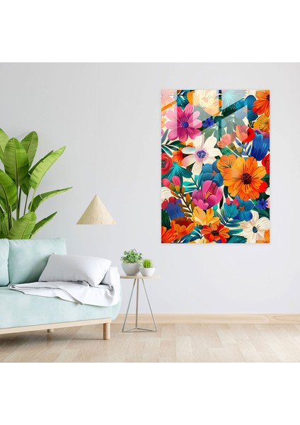 Frida Kahlo Style Glass Wall Art - Frida Kahlo Eserleri, Glass Wall Art, Vibrant, Floral Patterns, 30X45 fiyatları