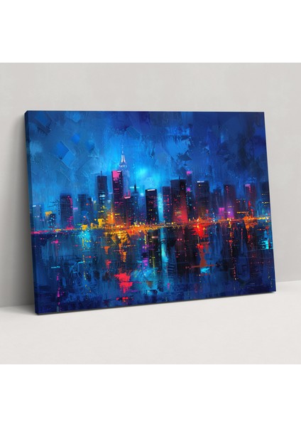Neon Cityscape Leonid Afremov Canvas Print - Leonid Afremov, Leonid Afremov, Home Decoration, Canvas, 50X30