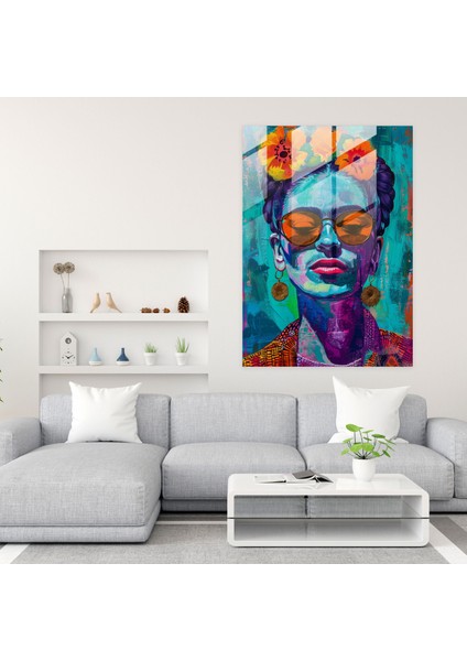Frida Kahlo Style Glass Print - Frida Kahlo Eserleri, Frida Kahlo Style, Modern Art, Glass Print, 30X45 fiyatları