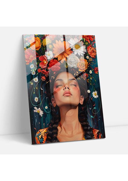 Frida Kahlo Style Glass Art - Frida Kahlo Eserleri, Magical Realism, Glass Print, Glass Art, 30X45