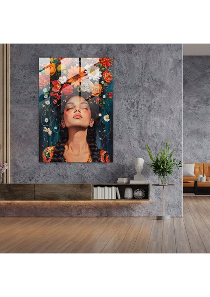 Frida Kahlo Style Glass Art - Frida Kahlo Eserleri, Magical Realism, Glass Print, Glass Art, 30X45 fiyatları