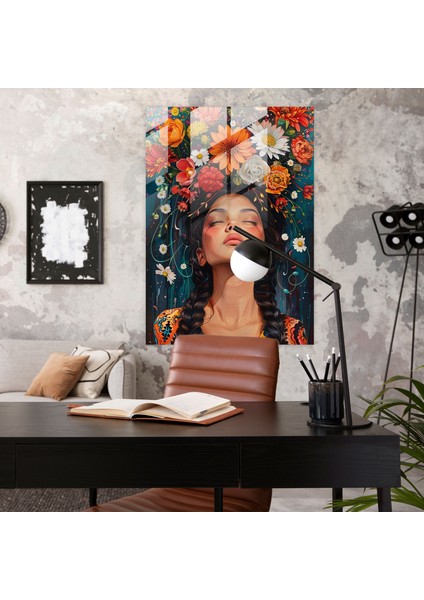 Frida Kahlo Style Glass Art - Frida Kahlo Eserleri, Magical Realism, Glass Print, Glass Art, 30X45 modelleri