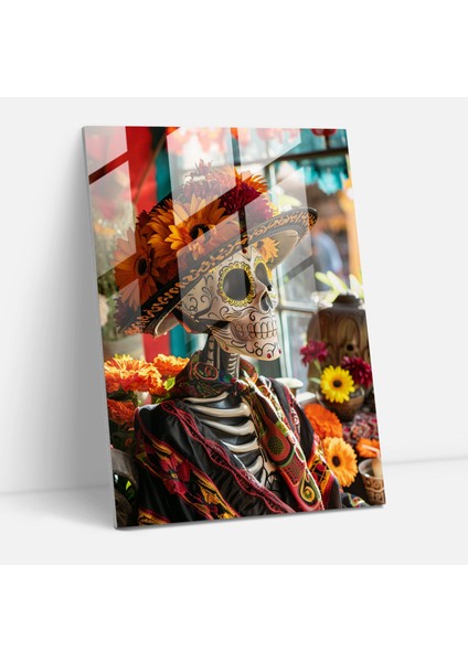 Frida Kahlo Style Home Decoration - Frida Kahlo Eserleri, Festive Atmosphere, Day Of The Dead, Glass Art, 30X45