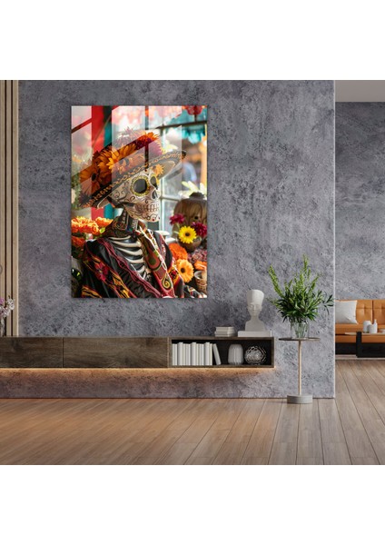 Frida Kahlo Style Home Decoration - Frida Kahlo Eserleri, Festive Atmosphere, Day Of The Dead, Glass Art, 30X45 fiyatları
