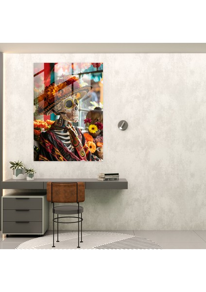 Frida Kahlo Style Home Decoration - Frida Kahlo Eserleri, Festive Atmosphere, Day Of The Dead, Glass Art, 30X45 modelleri