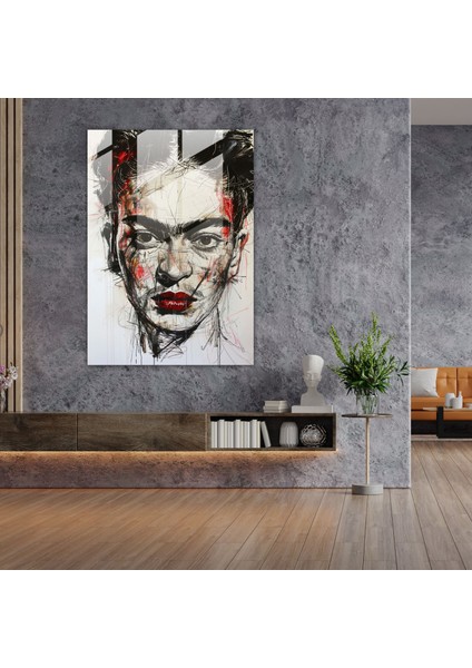 Frida Kahlo Style Modern Art - Frida Kahlo Eserleri, Glass Wall Art, Bold Self-Portrait, Modern Art, 30X45