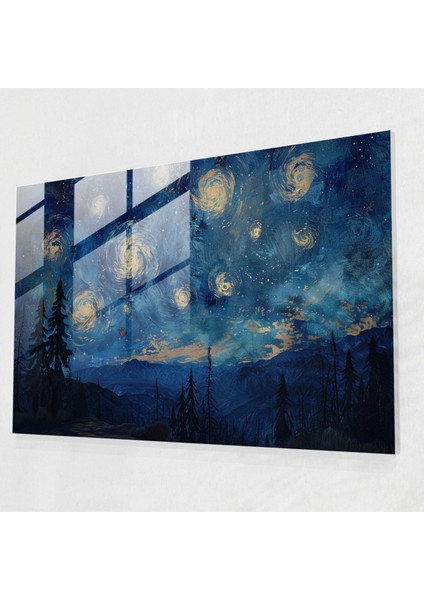 Starry Night Sky Glass Print - Leonardo Da Vinci, Starry Night Sky, Home Decoration, Glass Art, 45X30