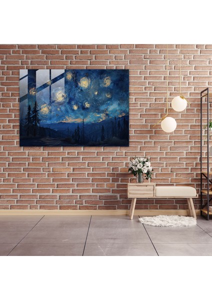 Starry Night Sky Glass Print - Leonardo Da Vinci, Starry Night Sky, Home Decoration, Glass Art, 45X30 modelleri