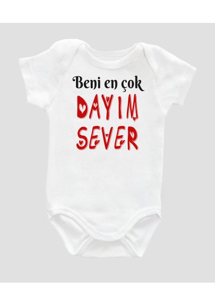 Outdoor One Organik  Pamuk Beni En Çok Dayım Sever Baskılı Bebek Body ZBN068