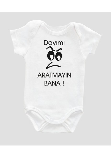 Organik Pamuk Dayımı Aratmayın Bana Yazılı Bebek Body Badi Çıtçıtlı Zıbın ZBN024