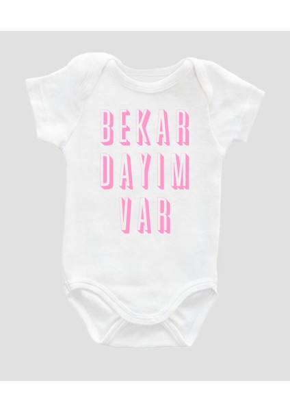 Organik Pamuk Bekar Dayım Var Pembe Bebek Body ZBN076