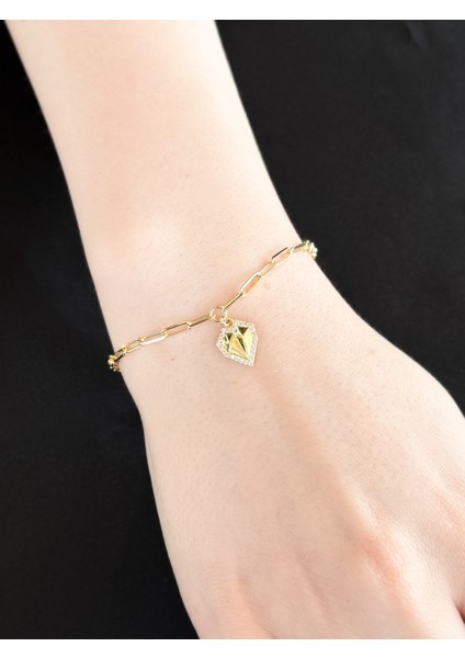 14 Ayar Altın Kalpli Bileklik