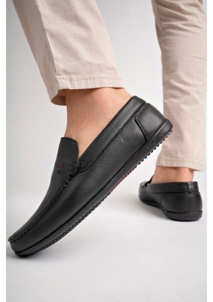 BA04538 Siyah Erkek Düz Baskılı Deri Günlük Ayakkabı - Siyah Deri - 40 fiyatları