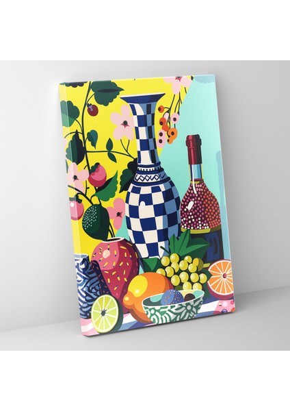 Pop Art Natürmort Vazolar ve Meyve Duvar Dekorasyonu - Klasisizm ve Popart, Kanvas Duvar Sanatı, Kanvas, Klasisizm ile Pop Art'ı Birleştirmek, 30X50