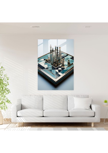 Satranç Cam Duvar Dekorasyonu - Satranç, Cam Duvar Sanatı, Satranç, Cam Sanatı, 30X45