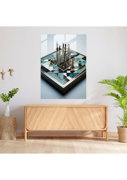 Satranç Cam Duvar Dekorasyonu - Satranç, Cam Duvar Sanatı, Satranç, Cam Sanatı, 30X45