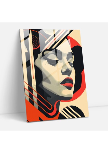 Tipografik Art Deco Cam Baskı - Klasisizm+Popart, Duvar Süslemesi, Modern Sanat, Cam Baskı, 30X45