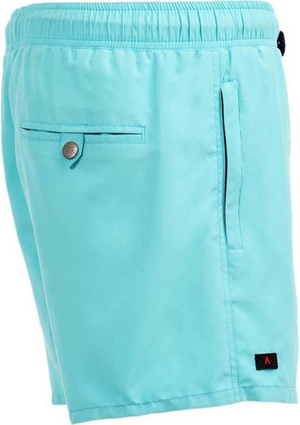 Mint Su Itici Özellikli Blue Voyage Nakışlı Erkek Plaj Deniz Şort Mayo - 303-MINT