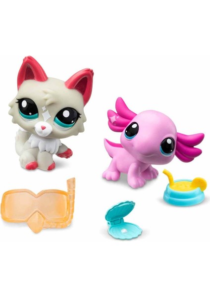 Littlest Pet Shop Minişler 2’li Figür Seti S1 - Aksolotl ve Kedi - 5 cm