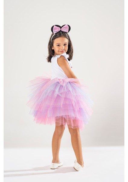 Minnie Mouse Temalı Kız Çocuk Beyaz Doğum Günü Elbisesi ve Parti Kostümü fırsatları