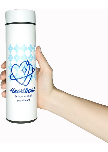 Sus 304 Paslanmaz Çelik 500ML Akıllı Dijital Resimli Vakumlu Termos